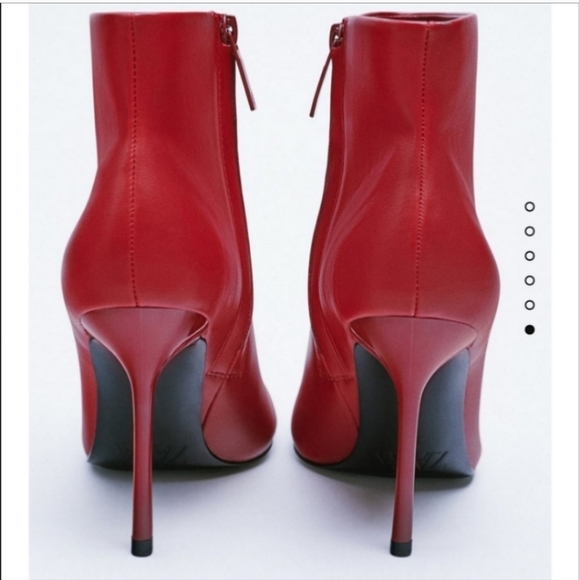 Zara Pointed Toe Heeled Ankle Red Boots Size 6 - Picture 8 of 13
